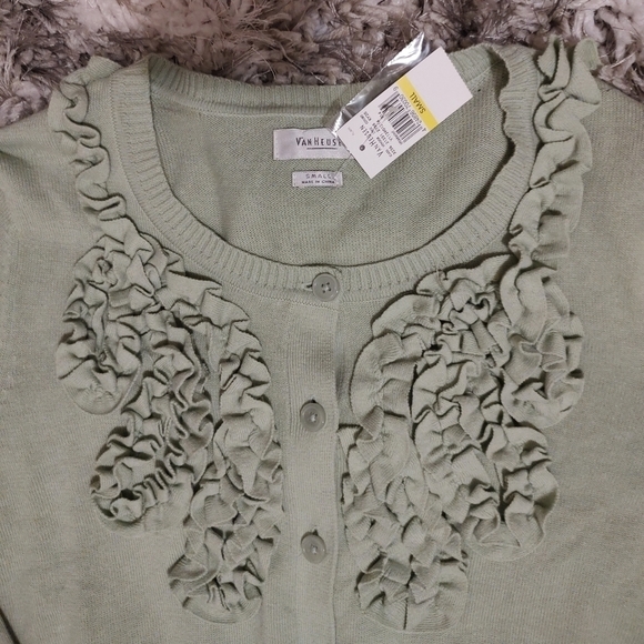 Van Heusen Lt Green Button-up Sweater ~ NWT - Picture 4 of 5
